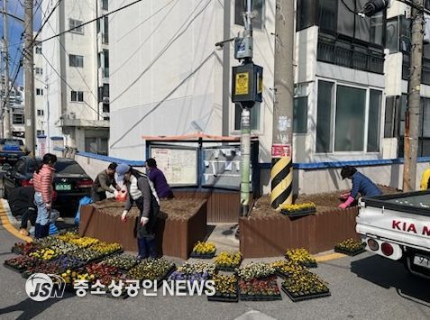 부산 동래구 사직3동 여고행복마을·바르게살기운동위원회, 봄 초화 식재