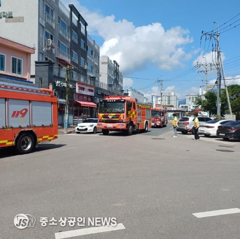 장흥소방서, 을지훈련 연계 소방차 길 터주기 훈련 실시