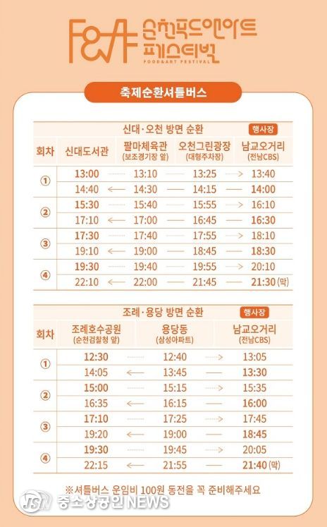 순천 푸드앤아트페스티벌, 올해는 주차 대신 셔틀버스로!