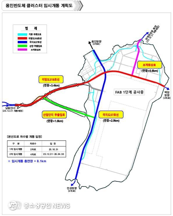 용인반도체 클러스터 임시개통 계획도
