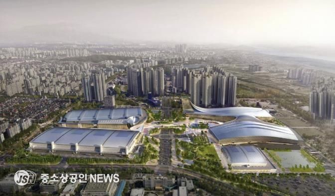 킨텍스 제1~3전시장 조감도. 2028년 제3전시장이 준공되면 제1~3전시장을 합쳐 17만㎡ 규모의 국내 최대 전시 공간으로 거듭난다.