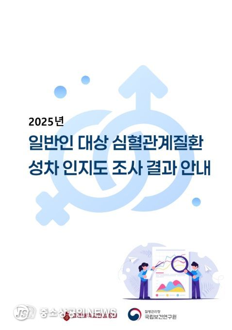 '2025년 일반인 대상 심혈관계질환 성차 인지도 조사 결과 안내' 표지