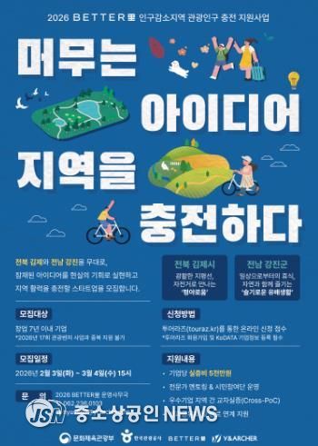 2026 BETTER里 인구감소지역 관광인구 충전 지원사업 포스터.