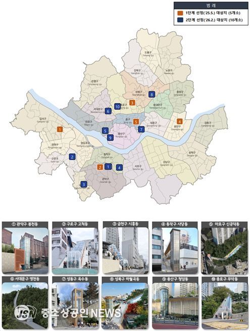 1단계, 2단계 선정 대상지 위치도