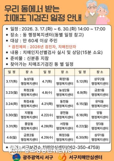 서구, ‘찾아가는 치매조기검진’ 실시
